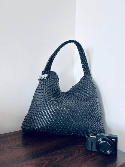 Calliope Woven Handcrafted Carry All Hobo - Black