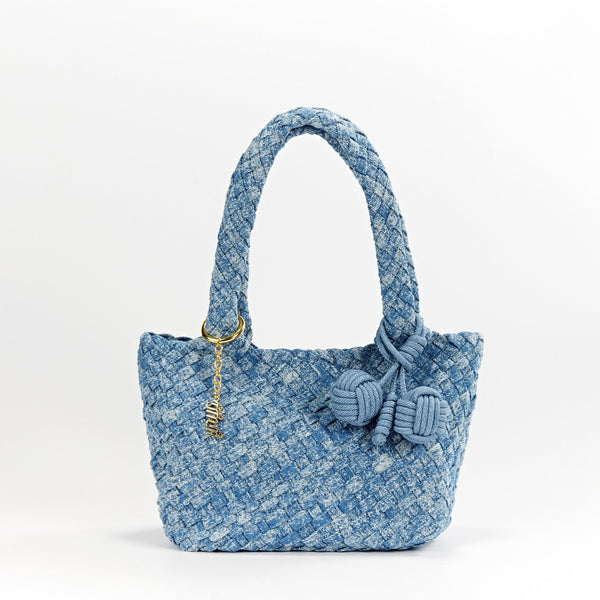 Calliope Muse Handwoven Tote - Denim Snowflake