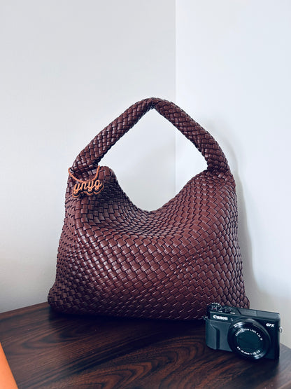 Calliope Woven Handcrafted Carry All Hobo - Dark Pine Green