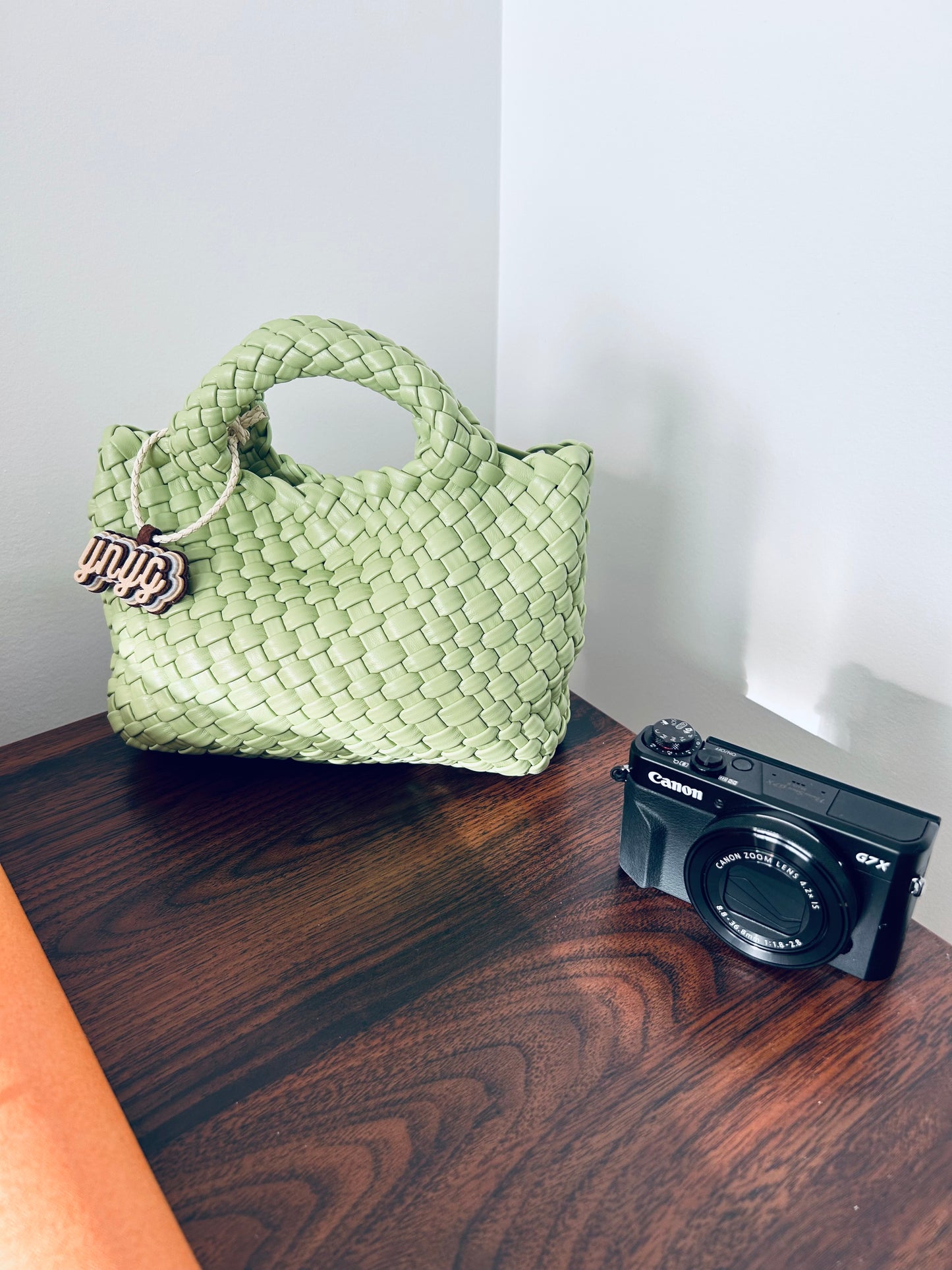 NOVEMBER SALE ONLY $29 - Calliope Collection - Hand Woven Mini Tote, Apple Green