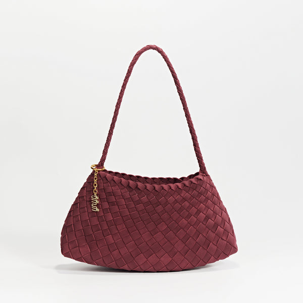 YNYG Estrella Sling Suede Hobo - Burgundy Red