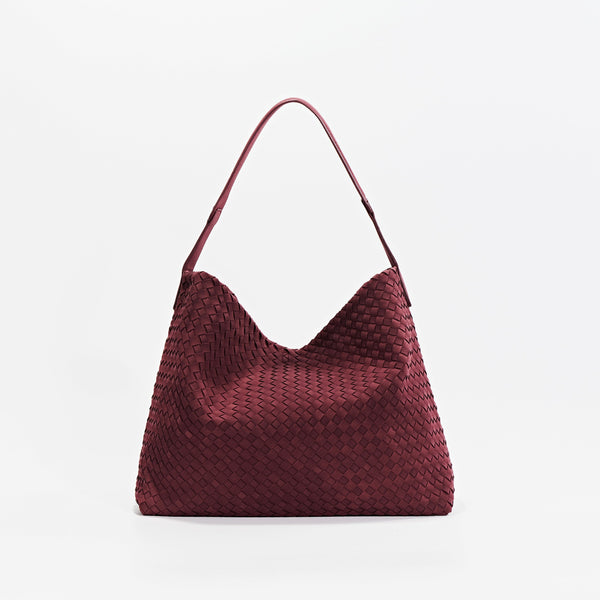 Estrella Suede Woven Slouchy Shoulder Bag