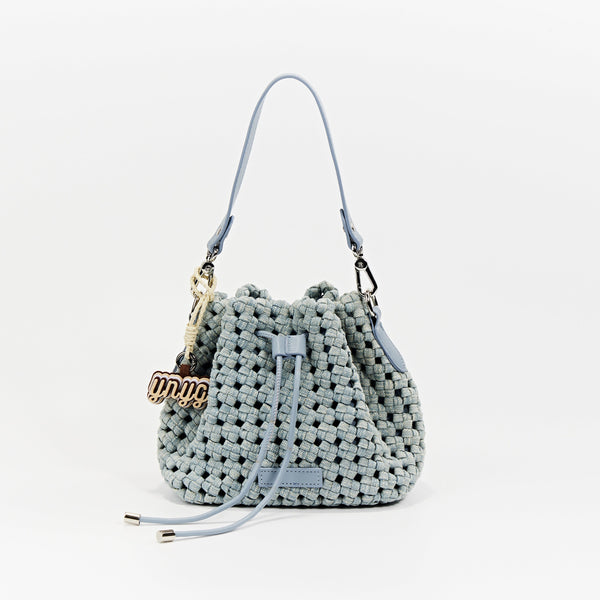 Hudson Windmill Knot Drawstring Mini Bucket / Crossbody - Denim